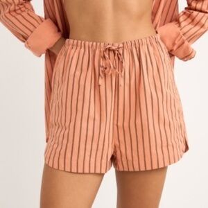 Rhythm. Chica Overswim Orange Striped Cotton Shorts